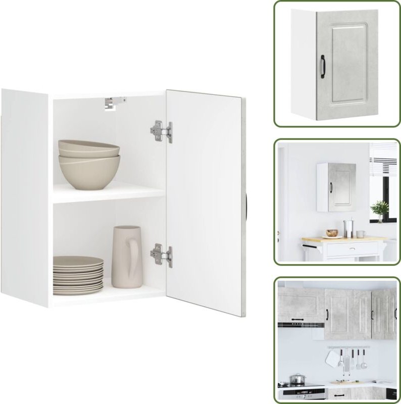 The Living Store Küchen-Hängeschrank Kalmar Betongrau Holzwerkstoff - Küchenwandregal