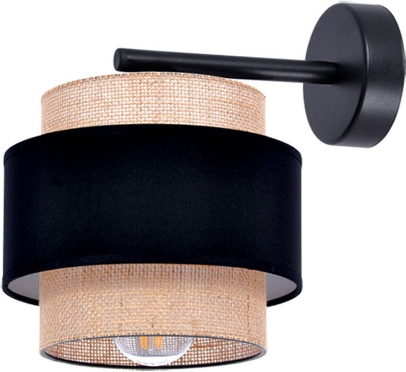 K-5234 GATO schwarz-beige Wandleuchte mit doppeltem Lampenschirm Kaja