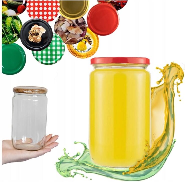 8x FRANKO Glas 720ml Marmelade, konserviert Säfte, Gurken, Pasteten + Deckel 82