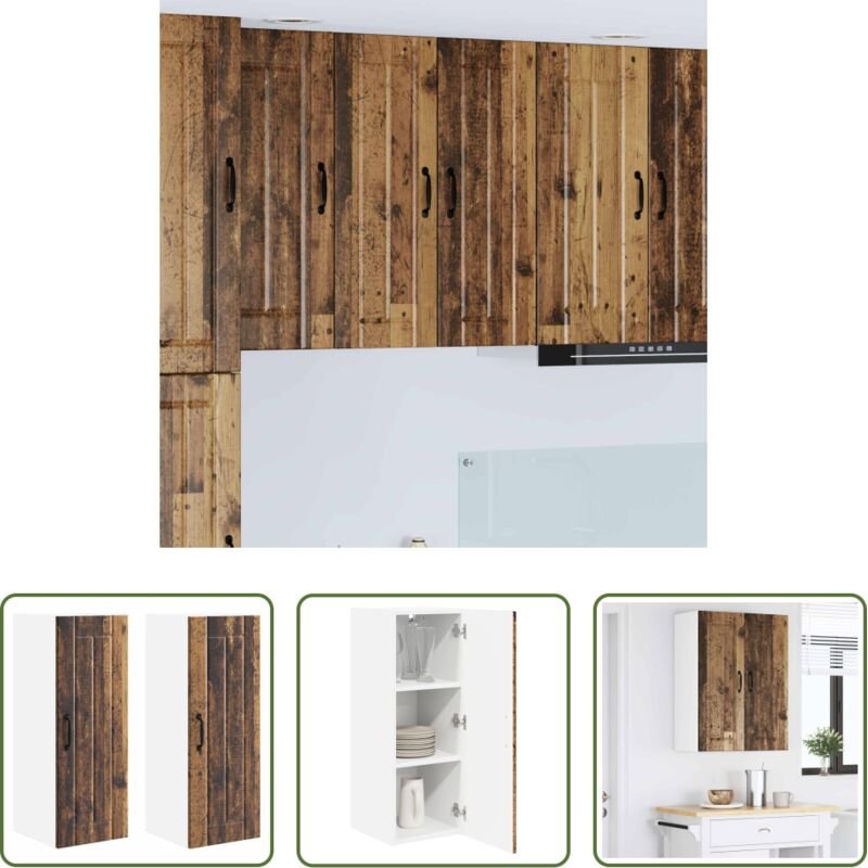 Küchenwandschrank - Küchenschrank 2 pcs Altholz 30 x 31 x 80 cm Holzwerkstoff