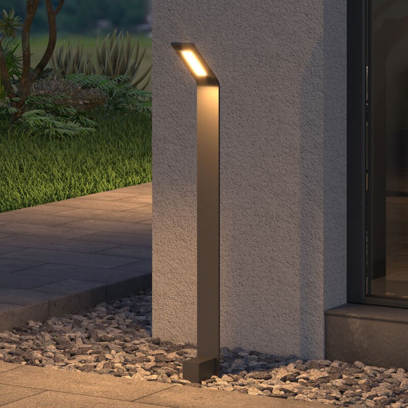 Pollerleuchte Außen IP65 Wegeleuchten für Garten, 3000K Aussenleuchte, 128x98x808mm Außenlampe Standleuchte Sandgrau dun...