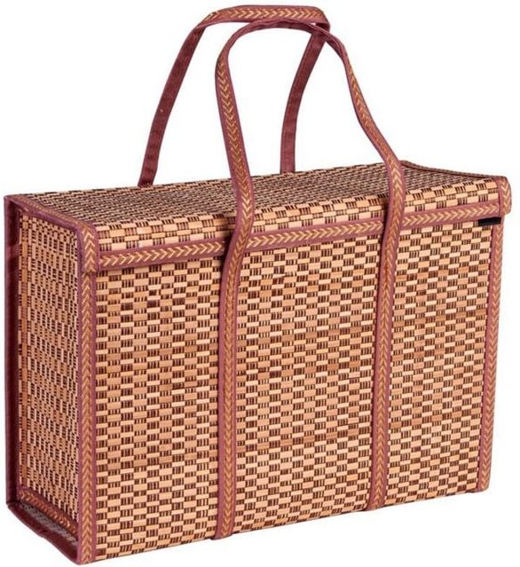 Tlily - Picknick Woven Korb Lagerung Tasche Griff Gefaltet Obst Einkaufen Lebensmittel Faltbare Bambus