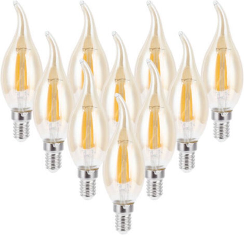 C35 LED-Glühbirne mit Goldfaden, 2700 K, 4 W, E14-Sockel, Klarglas, warmweißes Licht, 220–240 V, 10er-Packung