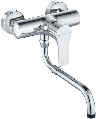 Spültisch-Wandmischer m schwenkbarem Teleskopauslauf verchromt - Kludi