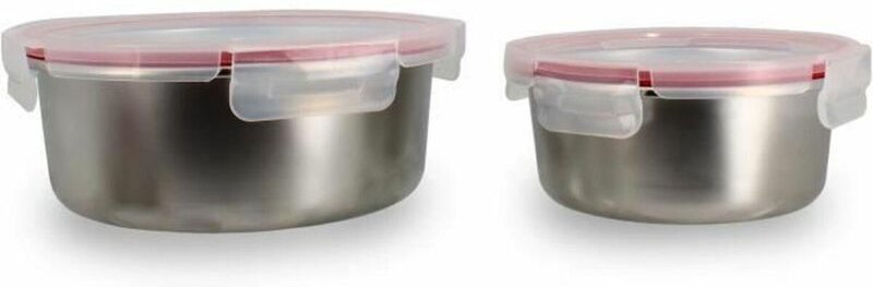 Menastyl 2er Set Luftdichte Behälter aus Edelstahl Silber