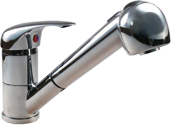 Küchenarmatur mit Geschirrbrause ausziehbar mit rv, chrom