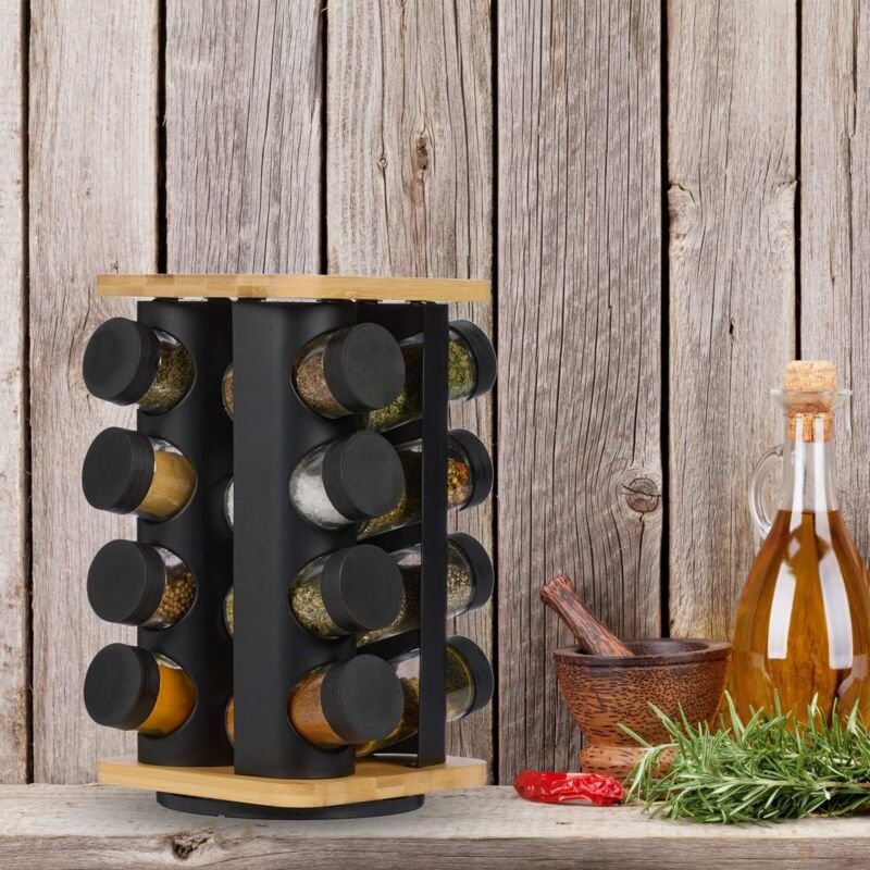 Drehbarer gewurzstander mit 16 glasern - edelstahl