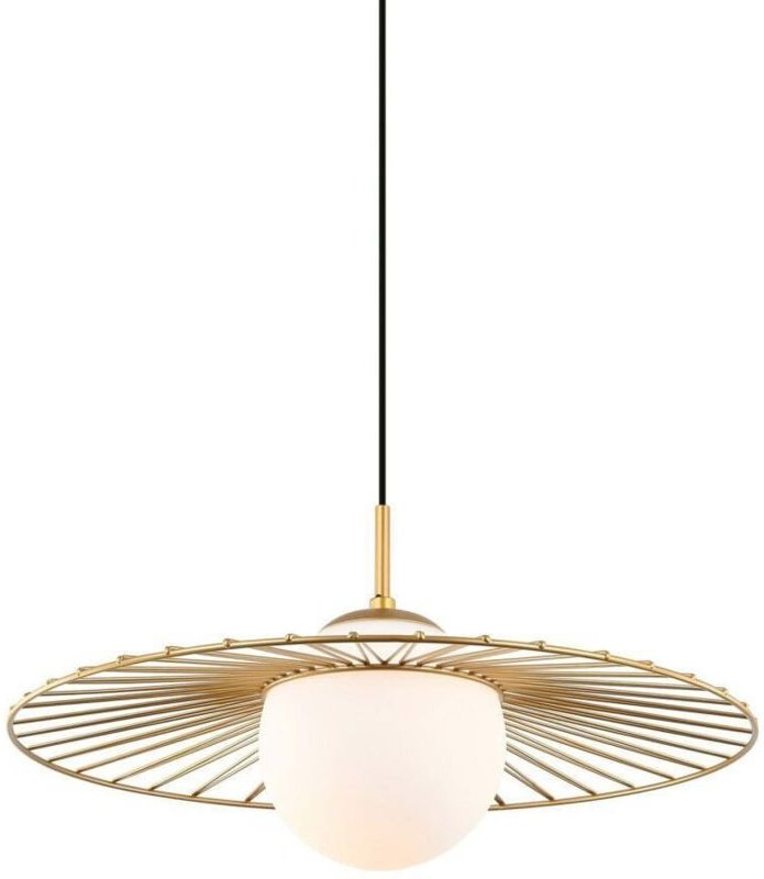 Sally - Moderner hängender Anhänger goldenes 1 Licht mit Gold, weißer Schatten, E27 - Italux