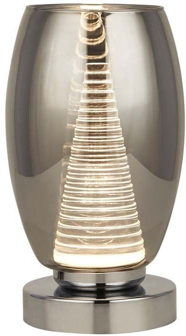 Nachttischlampe Tischlampe Tischleuchte Rauchglas Wohnzimmerlampe h 20,5 cm
