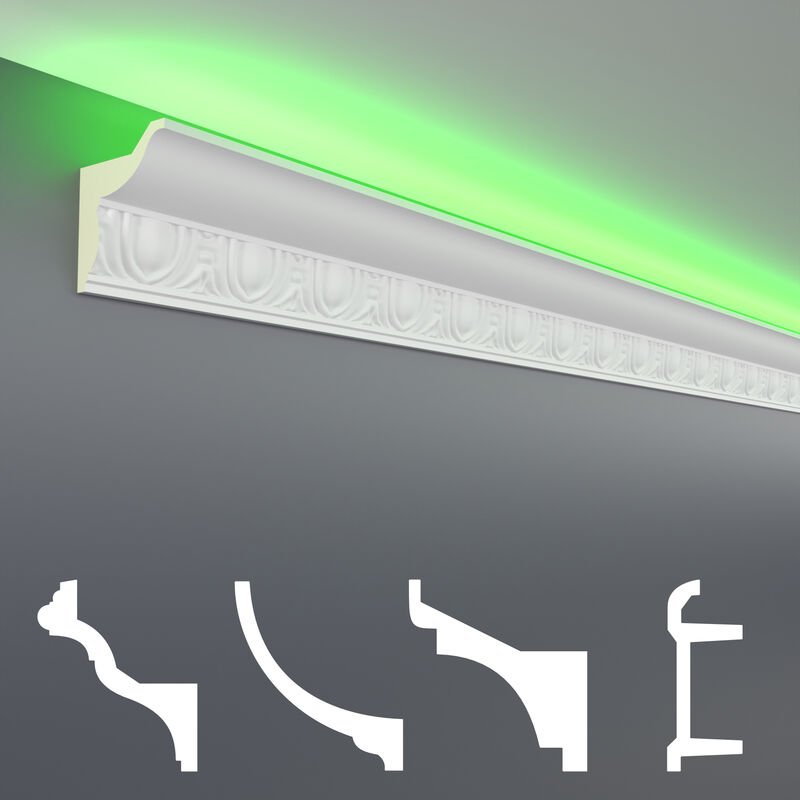 Thumbnail - Hexim - led Stuckleisten aus pu - lichtundurchlässig, Variantenvielfalt & vorgrundiert - Sparpakete: LED-3 / 58x48mm, Mu...