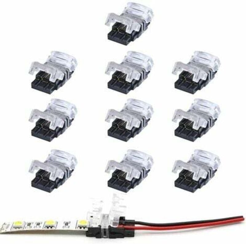 2-poliger LED-Streifen-Stecker, 10 Stück, 2-poliger LED-Streifen-Stecker für 10 mm smd 5050/3528 LED-Streifen, einfarbig...