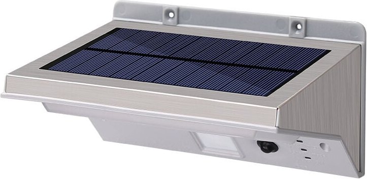 Solarstrahler, Edelstahl-Wandleuchte, leistungsstarke weiße LED-Beleuchtung, H16cm, mit 3-Modi-Bewegungsmelder,