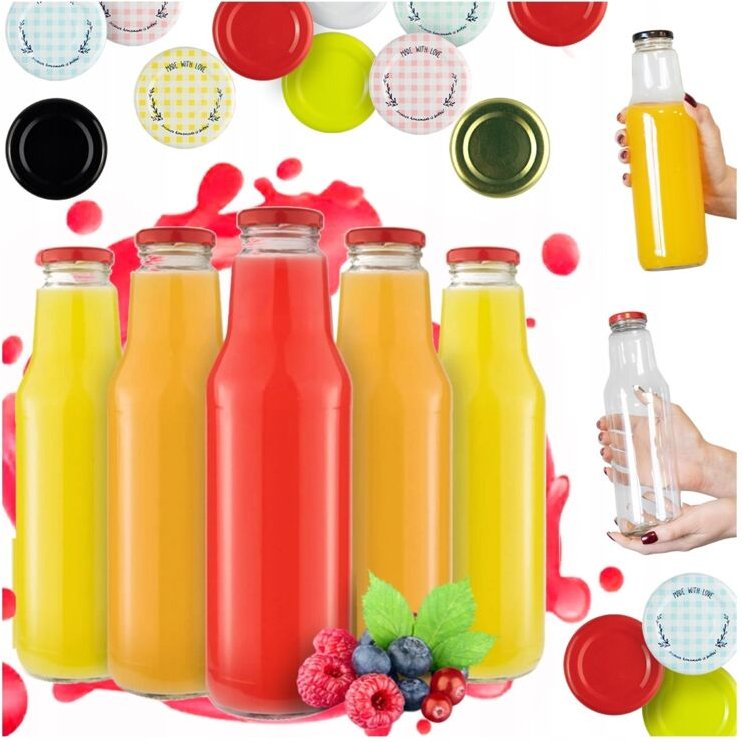 40 Winnie Puuh Glasflaschen 750ml + Deckel für Saft, Sirup, Milch (Set)