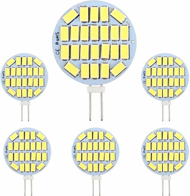 G4 3W LED-Lampen – AC12-24V – 300LM Kaltweiß 6000K – 24x5730 SMD – Entspricht einer 30W Halogenlampe – Nicht dimmbar – 6...