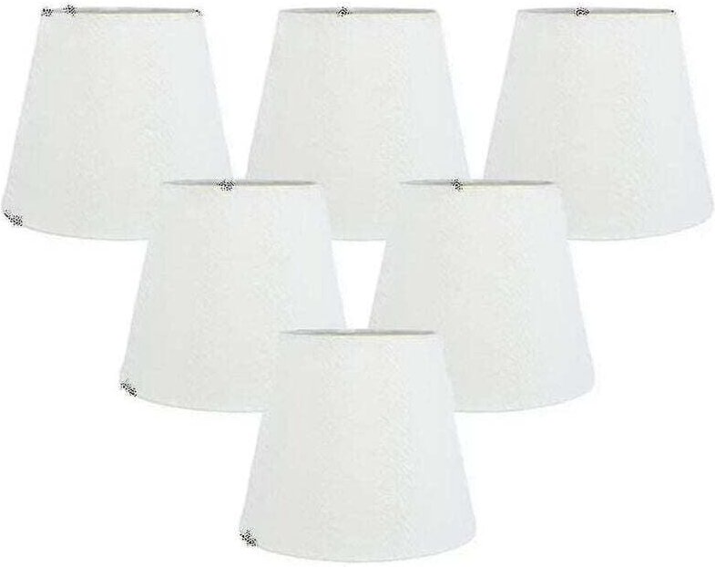 Lot de 6 abat-jours à clipser en tissu blanc pour lustre, remplacement pour applique murale E14 - ZVD