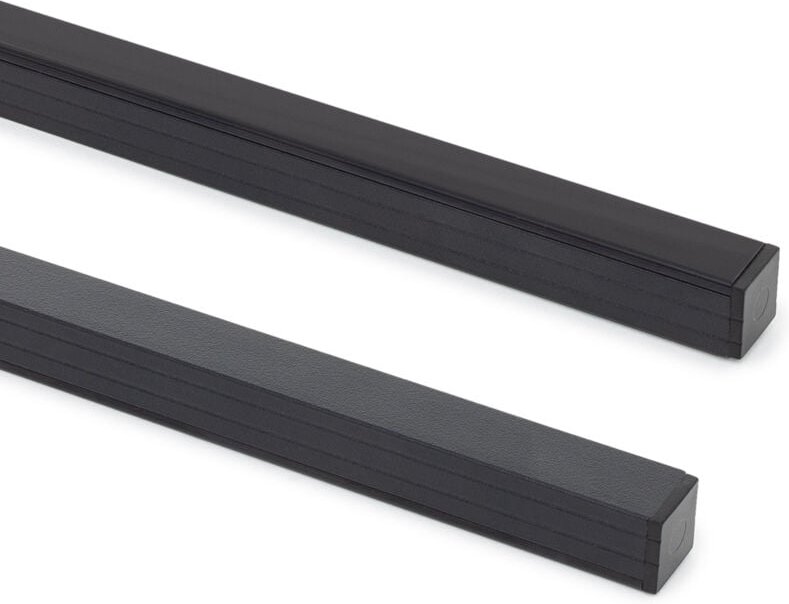 Aluminiumprofil Aufbau 12x12 mit für LED Streifen bis 8 mm Schwarz 2 m Schwarz transluzent