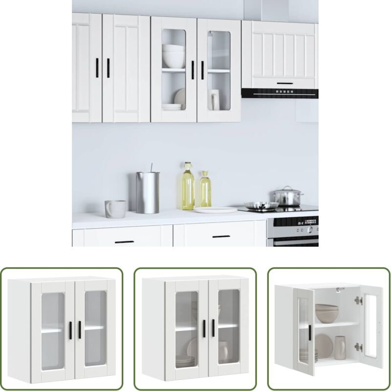 vidaXL Küchenregal - Küchen-Hängeschrank mit Glastür Porto Weiß