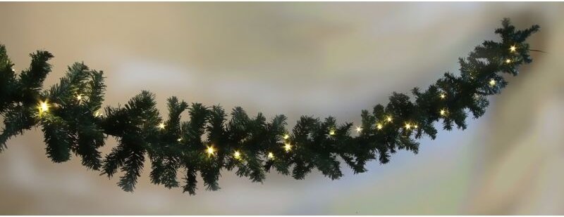F-h-s International - Tannengirlande 5m mit 80 warmweißen LEDs, Timer-Funktion, 5m Zuleitung