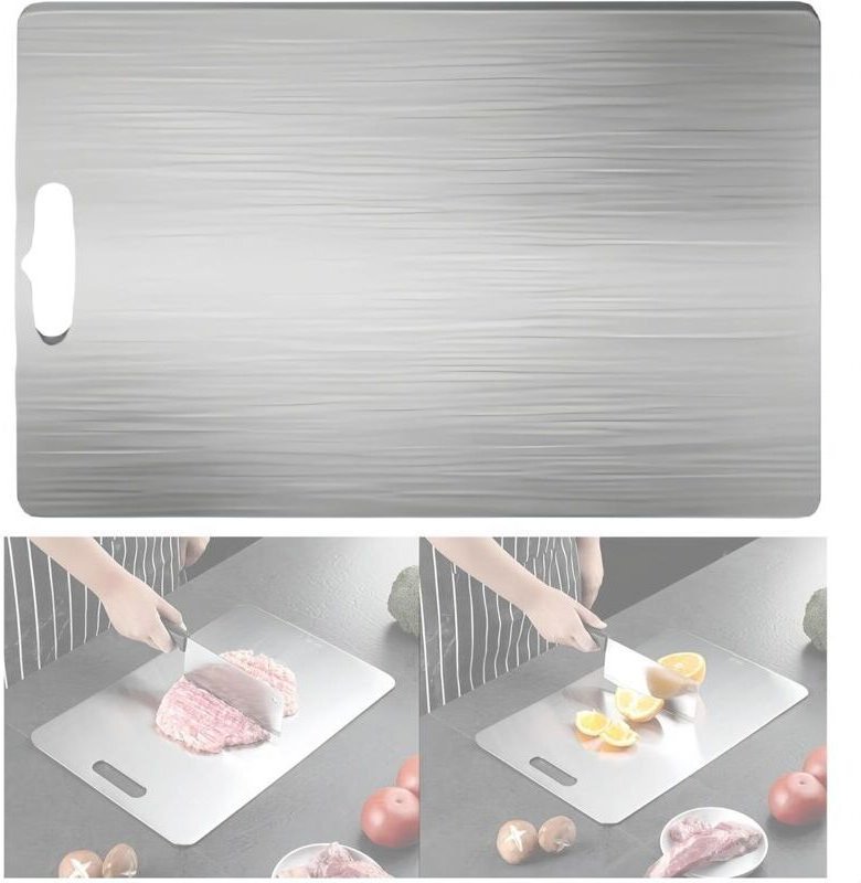 Küchenbrett 30 x 20 cm, Edelstahl, Schneidebrett-Set aus Edelstahl, Titan