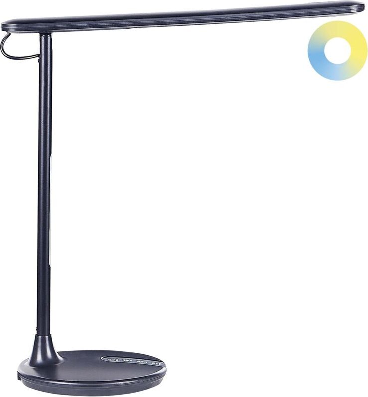 Led Schreibtischlampe Schwarz Aluminium 38 cm Hoch Verstellbar Modernes Design Minimalistisch für Büro Home Office Arbei...