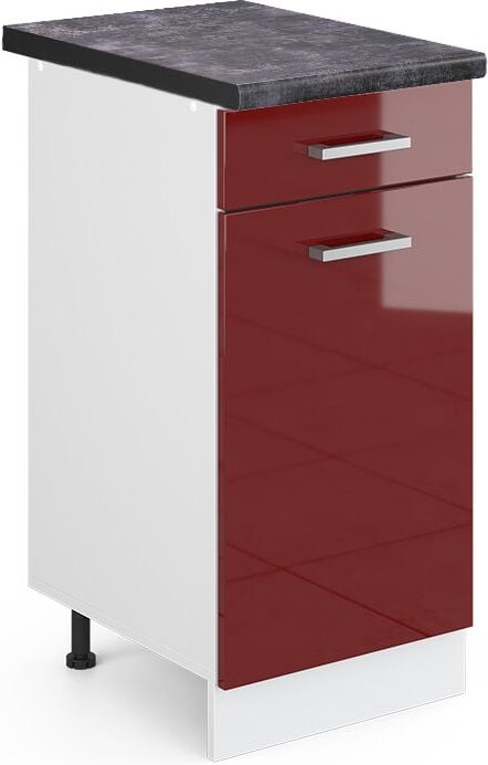 Thumbnail - Vicco - Küchenunterschrank R-Line, Bordeaux Hochglanz, 40 cm , ap Anthrazit