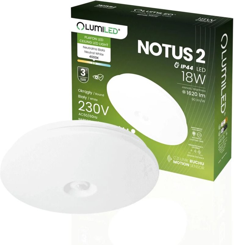 LED Deckenleuchte Aufbau 18W Rund IP44 33 cm Bewegungsmelder