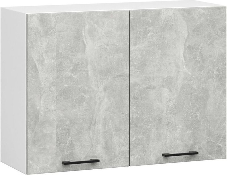 Hängeschrank Küchenschrank Akord oliwia modular W80 Weiß 80 cm 2 Türen 2 Ebenen Front Beton B80 x H58 x T30 cm