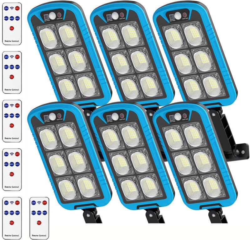 6PACK COB LED lumière solaire extérieure étanche lumière de sécurité capteur de mouvement lumière solaire avec télécomma...