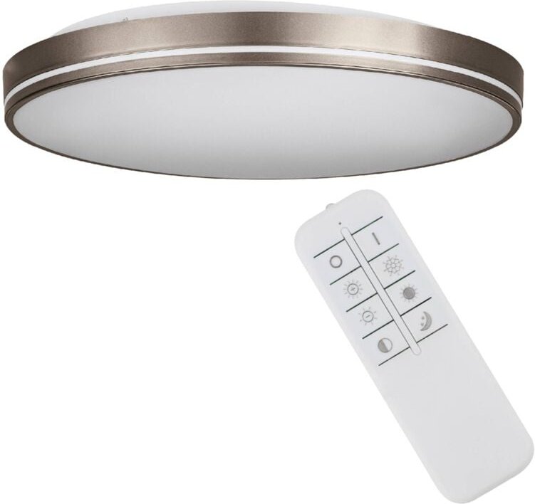 Led Deckenleuchte Orotava, dimmbare Deckenlampe mit Fernbedienung, runde Deckenbeleuchtung aus Kunststoff und Metall in ...