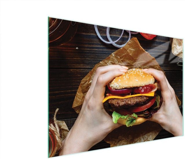 Glasschneidebrett 40x30 Hamburger