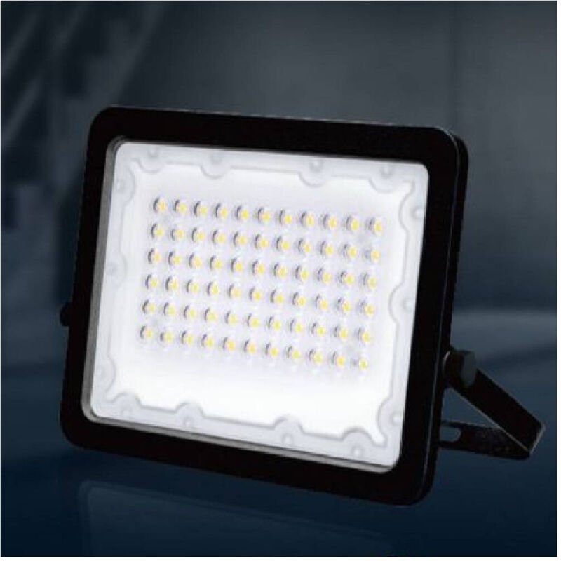 Trade Shop - LED-Strahler, 50 W, ultraflacher schwarzer Außenstrahler, natürliches Licht, warm/kalt, FS50W-N -