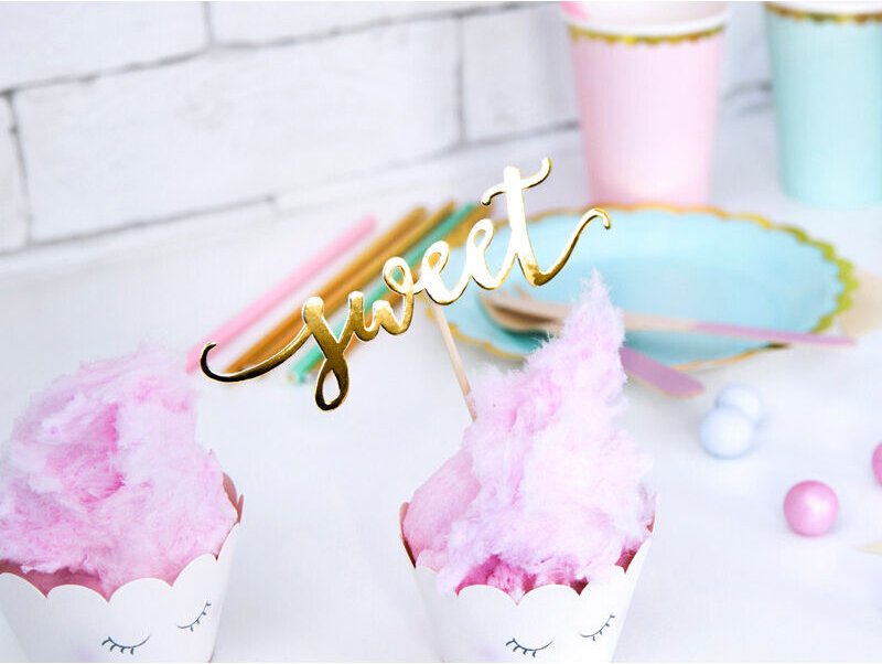 Love Cupcake-Dekorationen, gold, 13cm (1 Packung / 6 Stk.)