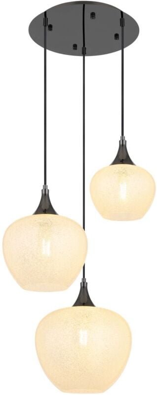 Pendelleuchte Hängeleuchte Esszimmerlampe Glas 3 flammig schwarz chrom h 120 cm