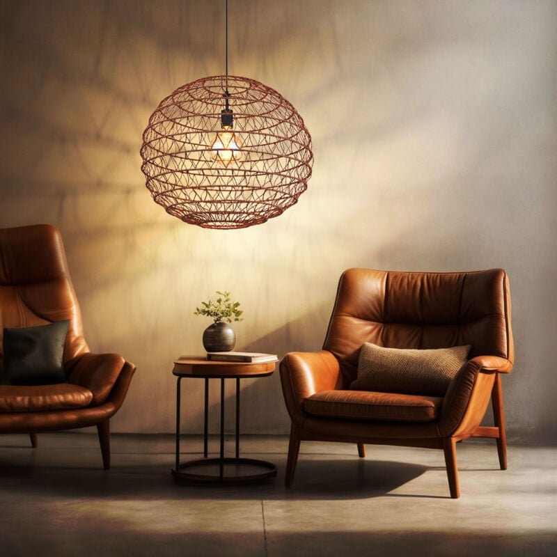 Pendelleuchte Hängelampe Deckenleuchte Deckenlampe Esszimmerleuchte Küchenlampe, Metall Papier schwarz dunkelbraun, 1x E...