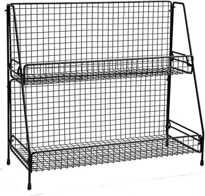 Gewürzregal, 2 Etagen, Metall, Kräuteraufbewahrung, freistehend, Präsentationsständer, schwarz