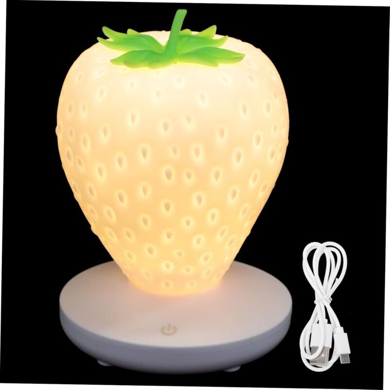 Kcvv - Nachtlicht, Erdbeerform, Silikon-Nachtlicht für Kinder, mit Farbwechsel, usb wiederaufladbar, 3 Modi, Touch-Schal...