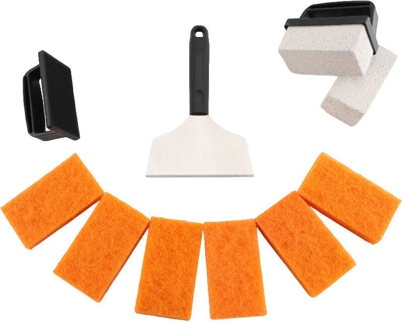 Blackstone Grillreinigungsset, bestehend aus Grillstein, Schaber, Scheuerschwamm und Griff. Multifunktionales Zubehör fü...