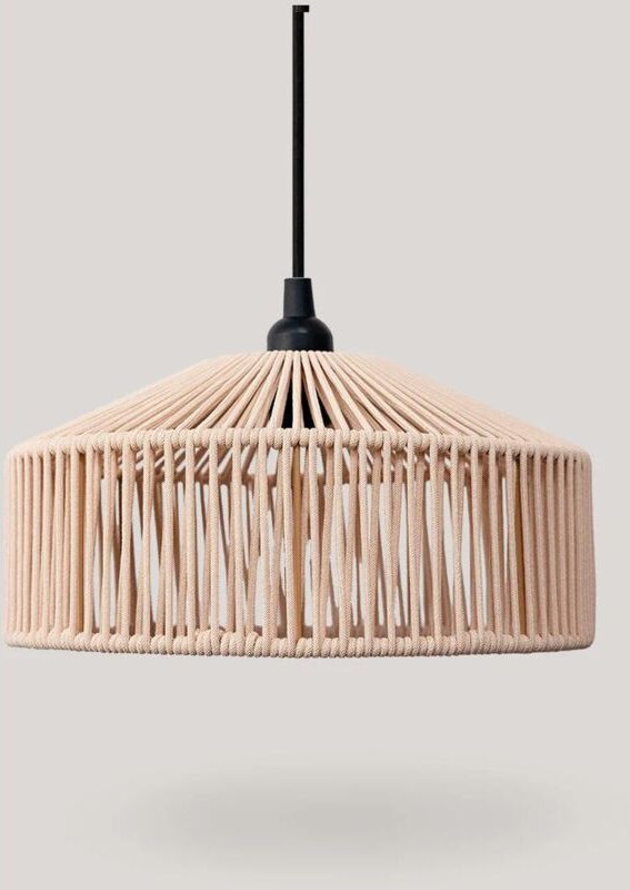 Licht-erlebnisse - Außenlampe hängend E27 IP54 d: 30 cm rund Natur Seil Lampenschirm Modern Pendelleuchte außen Hängelam...