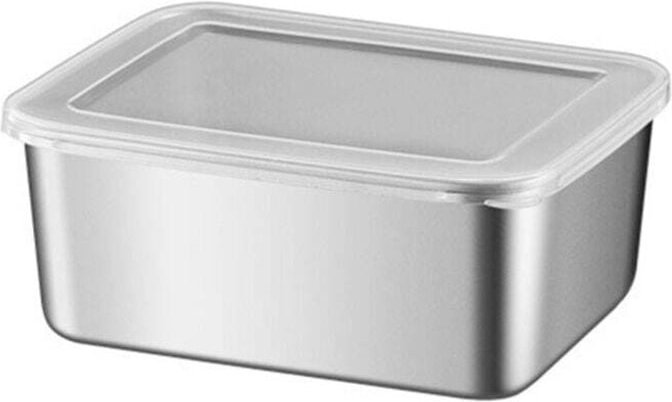 Lebensmittelaufbewahrungsbehälter aus Edelstahl mit Kunststoffdeckel für Kühlschrank, Obst, Gemüse, Picknicks