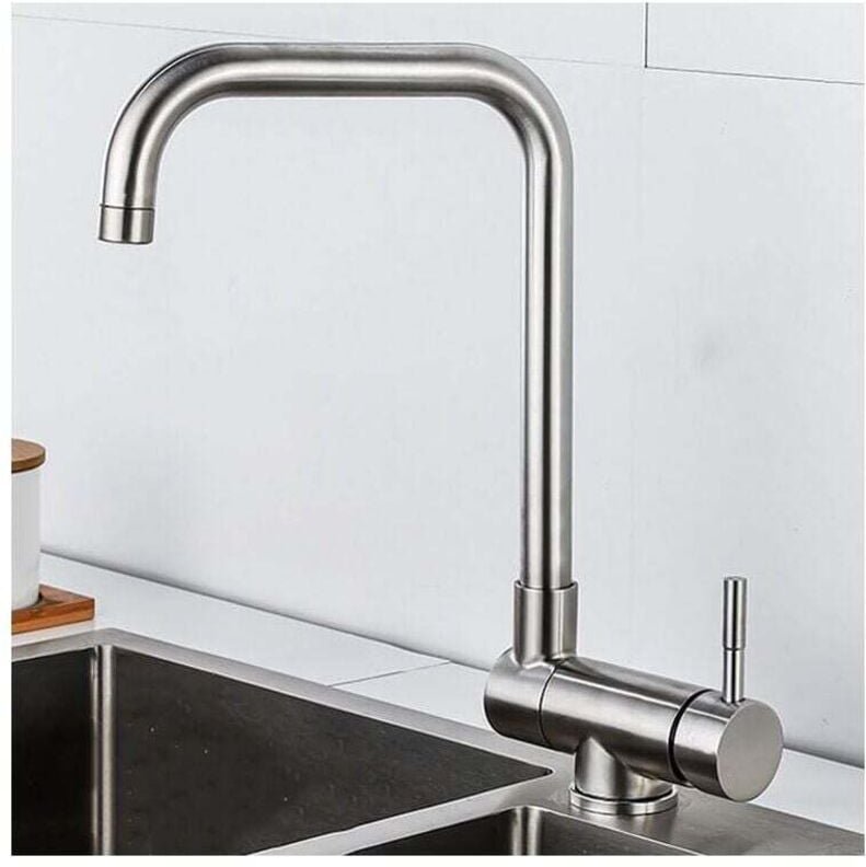 Klappbare Küchenarmatur, Einloch-Küchenarmatur, schwenkbarer Auslauf, Edelstahl-Küchenarmatur, Einhebelmischer, gebürste...