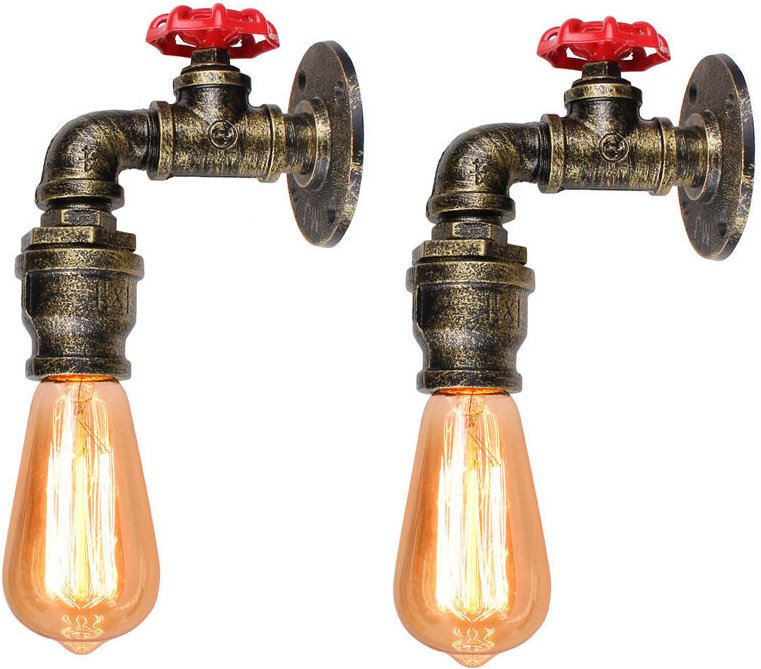 2er Wandleuchte Kerze, Vintage Industrielle Wasserrohr Wandlampe, Kreative Steampunk Art Lampe Decor E27 Fassung Innen f...