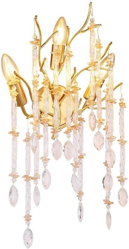 Wandleuchte Wandlampe Flurleuchte gold Kristalle Glas H 50 cm