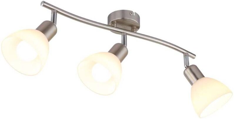 Deckenleuchte Deckenlampe Wohnzimmerleuchte Nickel matt Glas opal LED H 16,5 cm