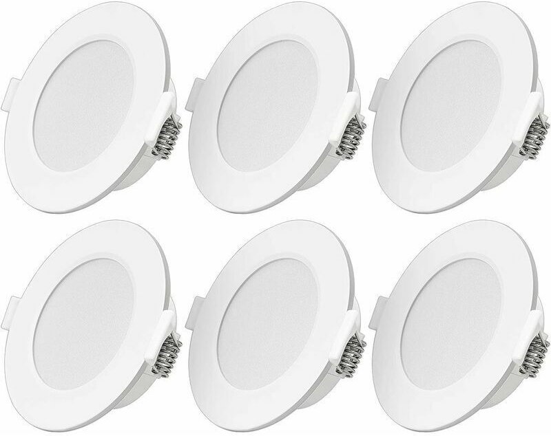 Ultraflacher LED Einbaustrahler 6W LED Spot 230V IP44 Warmweiß 6er Set LED Einbaulampen Einbautiefe 26mm Mini Slim Decke...