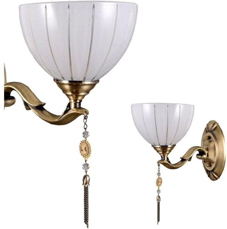 Baxio - Stilisierte Wandleuchte Golden 1 Light mit Milch, Glasschirm, E27 - Italux