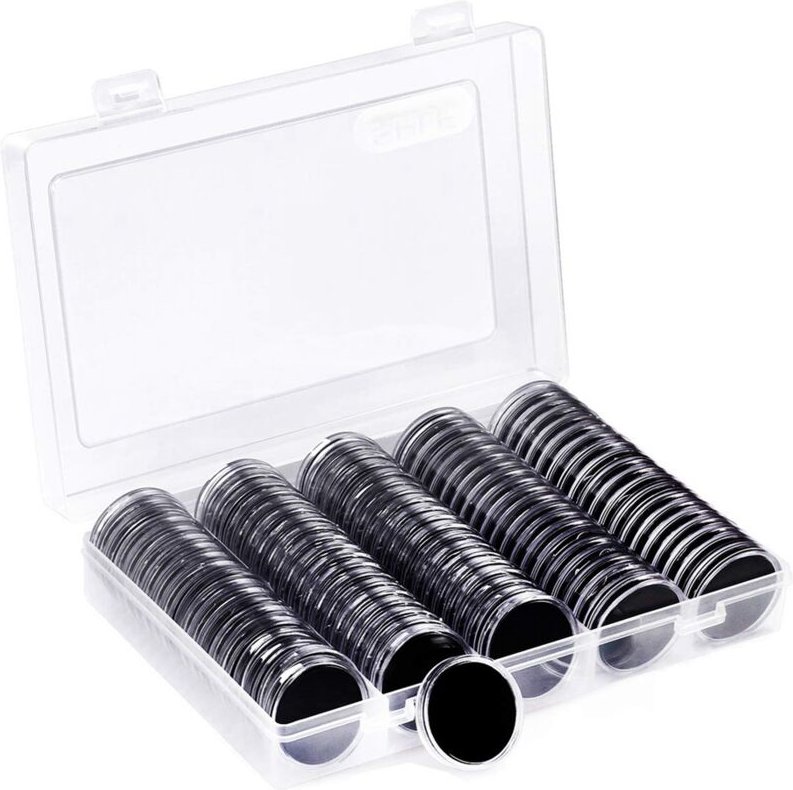 100 Stück 30-Mm-Münzkapseln und 5 Größen (17/20/25/27/30 Mm), Schützende Dichtung, Münzhalteretui mit Aufbewahrungsbox, ...