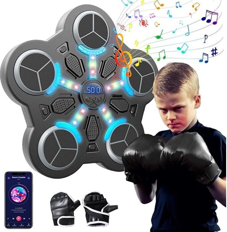 Musikalisches boxen, wandler, boxhandschuhe, 3 led-leds, bluetooth, smart music fights für kinder und erwachsene, fünf s...