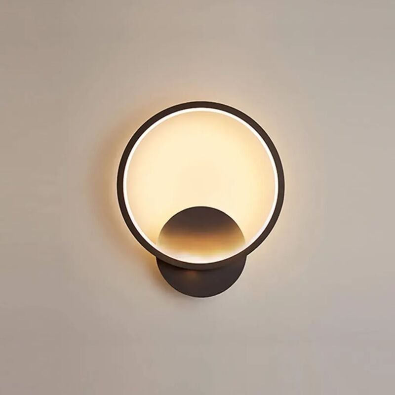 13-W-LED-Wandleuchte für den Innenbereich, rund, schwarz, warmweiß (3000 K), modern, für Schlafzimmer, Wohnzimmer, Trepp...