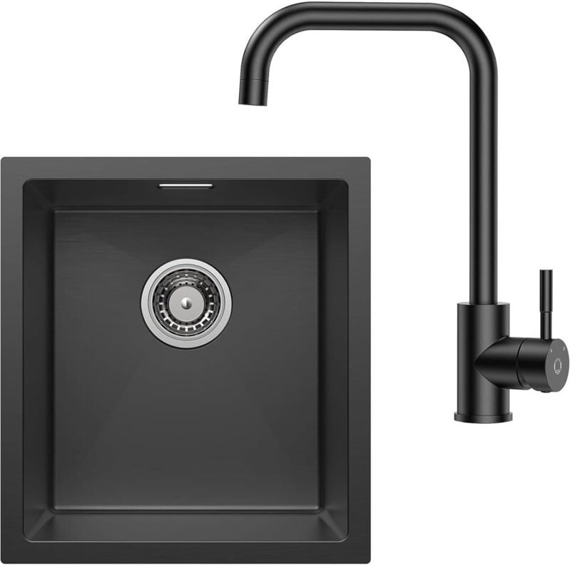 Thumbnail - Cecipa - Schwarze Spüle mit Armatur, Wasserhahn Küche Schwarz, Küchenspüle Edelstahl Rechteckig, Spüle Schwarz, Edelstah...