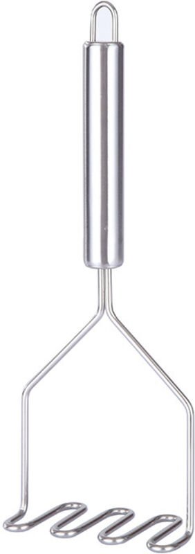 Silberne Kartoffel-/Süßkartoffel-/Obstpresse, 24,9 x 9,2 x 4,5 cm, mit Griff und wellenförmigem Design.